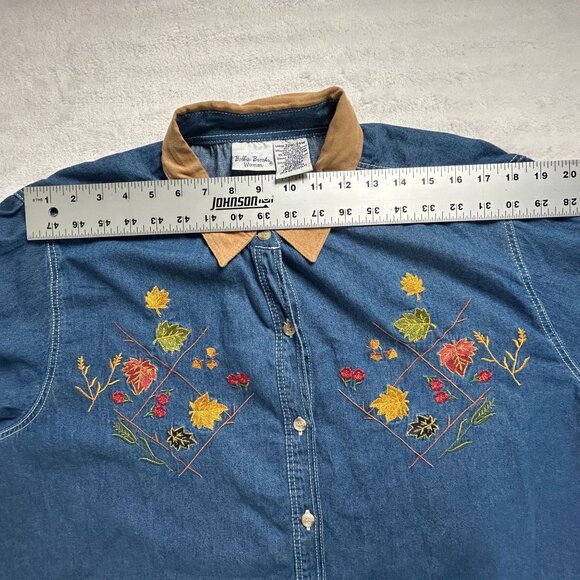 Bobbie Brooks Womens Embroidered Denim BB Branches Long Sleeve Shirt 22W/24WbNew - Picture 5 of 7